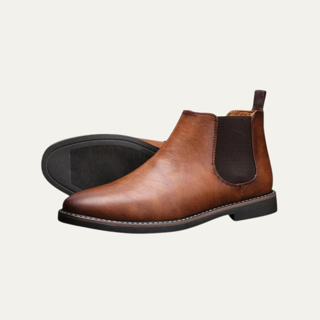 Men’s Burnished Leather Look Chelsea Boot