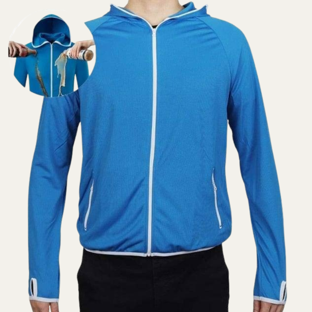 Men’s Stretch Trimmed Full Zip Hooded Athletic Jacket