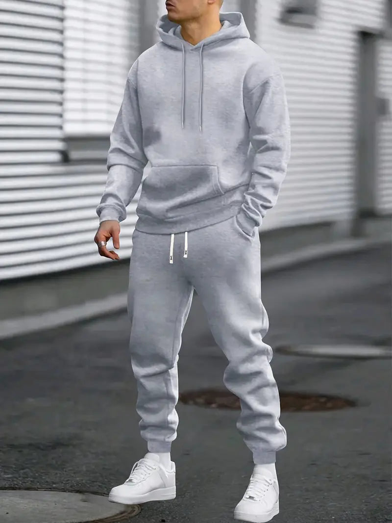 Men's 2-Piece Hooded Sweat Suit Set - BritishElegance