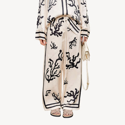 Coral Print Pajama Set Women