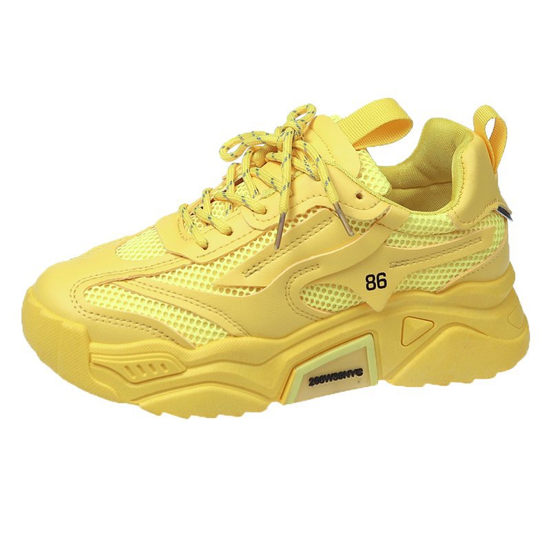 Bright Neon Women's Fashion Sneakers with Numeric Details