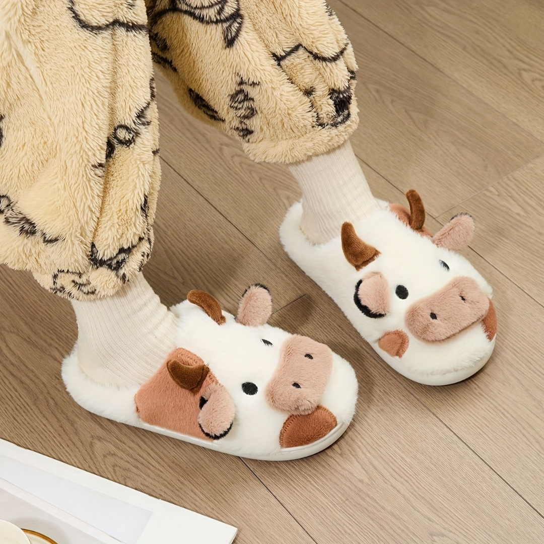 Women's Orthopedic Cow Plush Animal Slippers