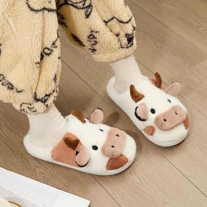 Women's Orthopedic Cow Plush Animal Slippers