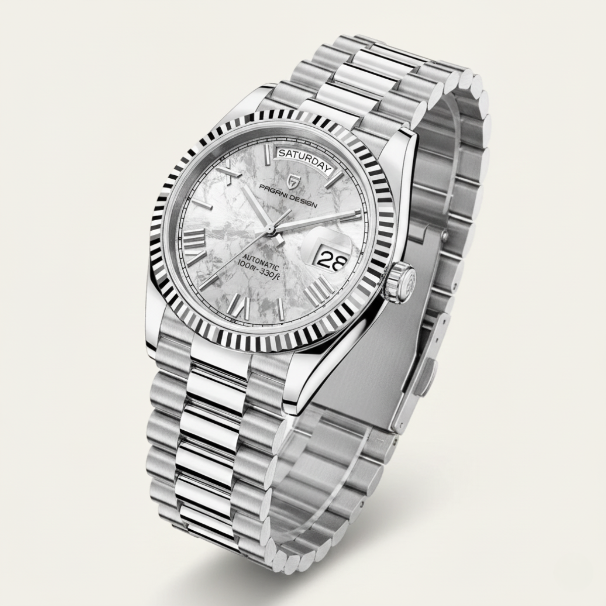 Men’s Automatic Watch with Fluted Bezel and Jubilee Bracelet