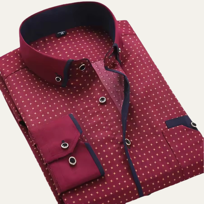 Men’s Micro Pattern Contrast Collar Dress Shirt