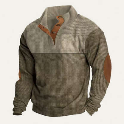 Men’s Loose Knit Buckle Neck Casual Sweater Hoodie