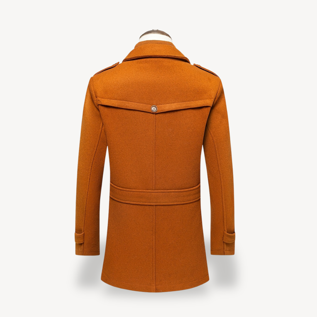 Men's Wool Blend Peacoat with Inner Bib