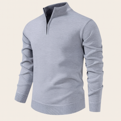 Men’s Solid Quarter Zip Stand Collar Pullover