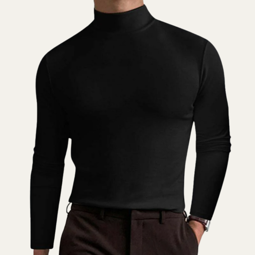 Men’s Smooth Mock Turtleneck Long Sleeve Shirt