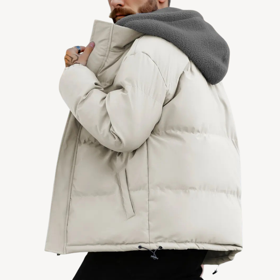 Sherpa-Lined Hooded Puffer Jacket Men