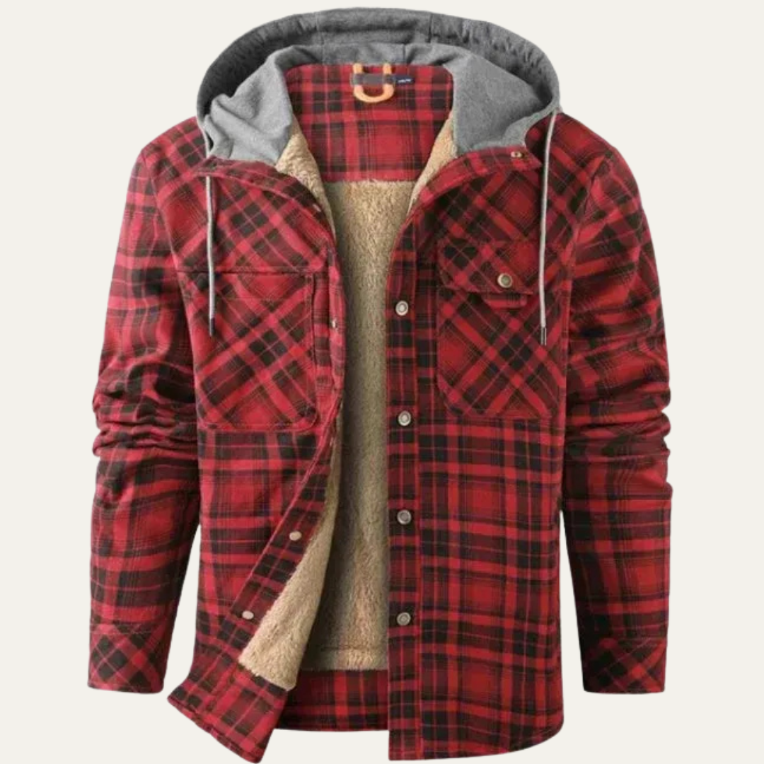 Men’s Hooded Plaid Flannel Shirt Jacket