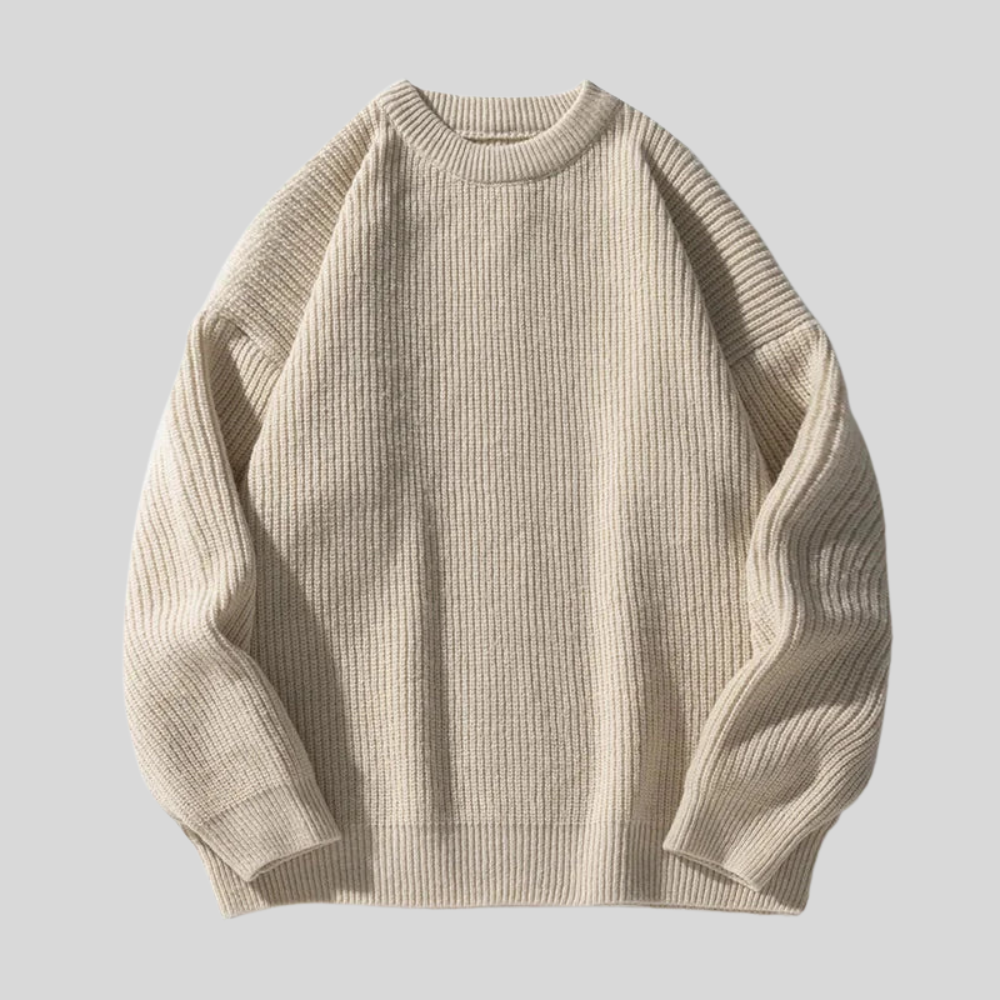 Men’s Relaxed Fit Heavy Rib Knit Crew Neck Sweater
