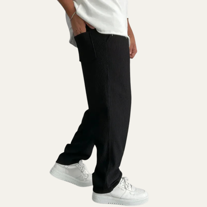 Men’s Wide Leg Rib Knit Lounge Trousers