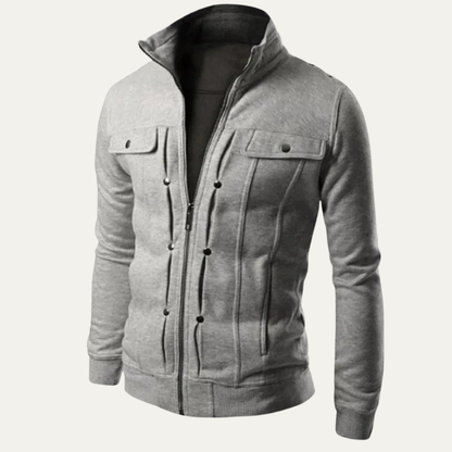Men’s Modern Fitted High Collar Zip Up Jacket