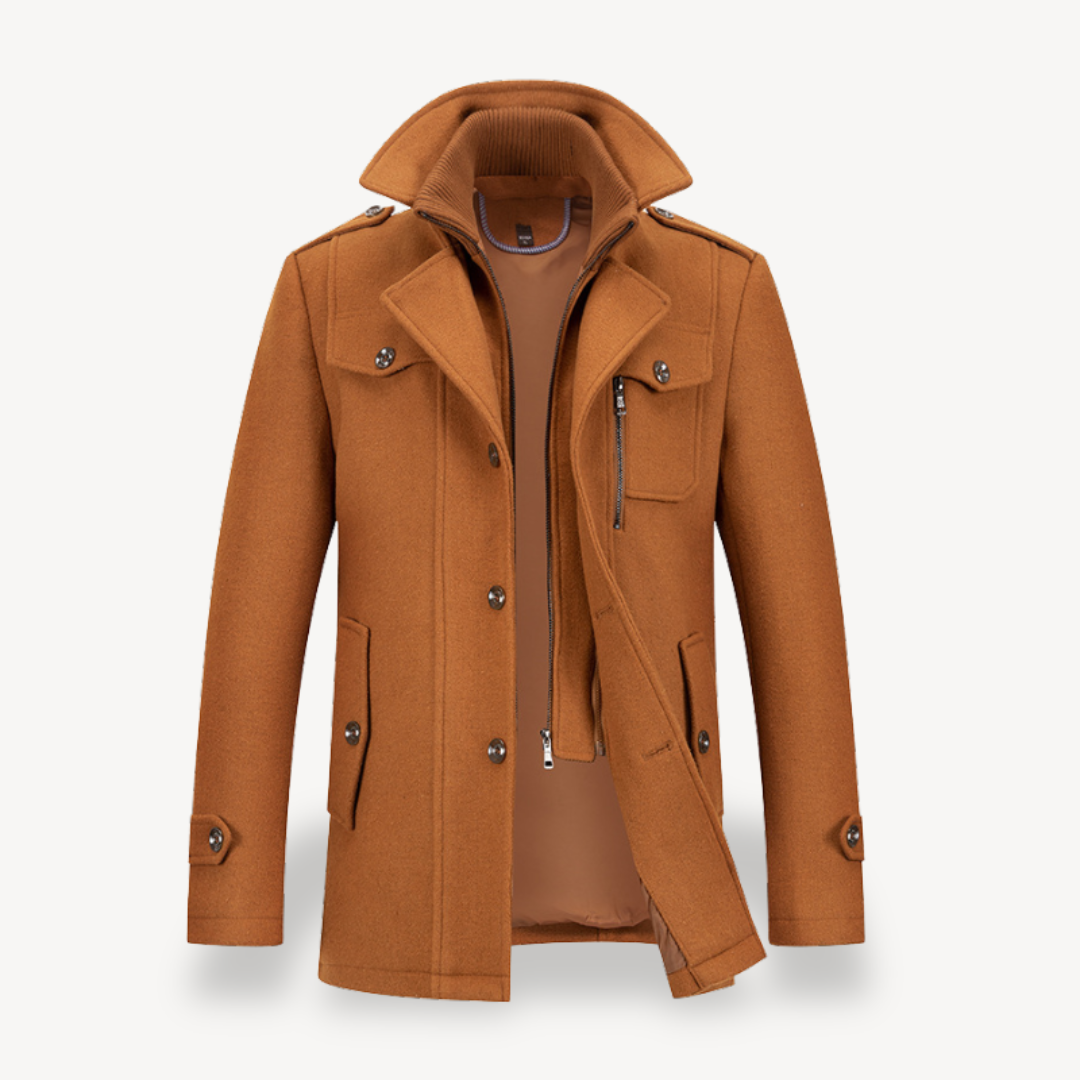Double-Breasted Wool Blend Coat Men