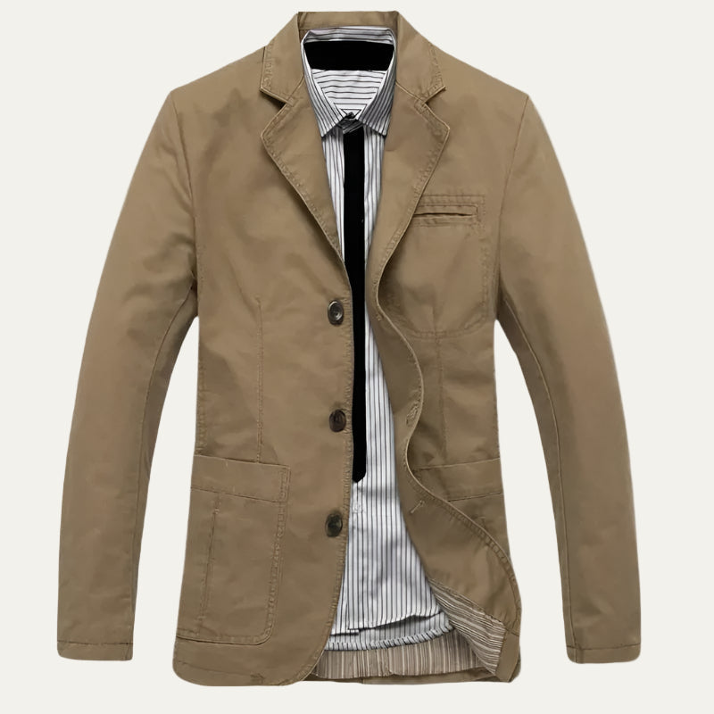 Men’s Casual Cotton Blazer with Notch Lapel