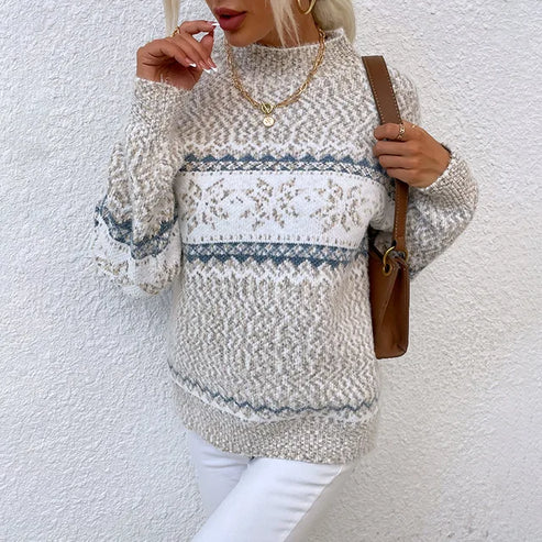 Warm Winter Snowflake Pattern Women's Knit Sweater - BritishElegance