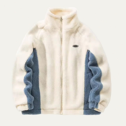 Men’s Cozy Color Block High Neck Fleece Jacket