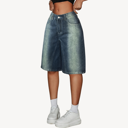 Women's Y2K Denim Bermuda Shorts - Vintage & Comfortable