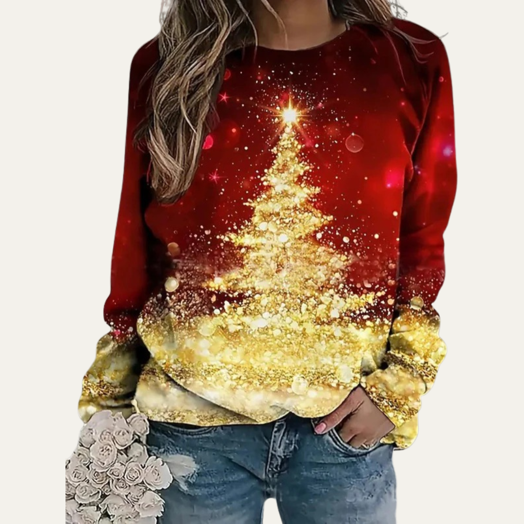 Women’s Golden Christmas Tree Raglan Sweatshirt