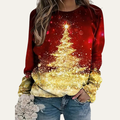 Women’s Golden Christmas Tree Raglan Sweatshirt