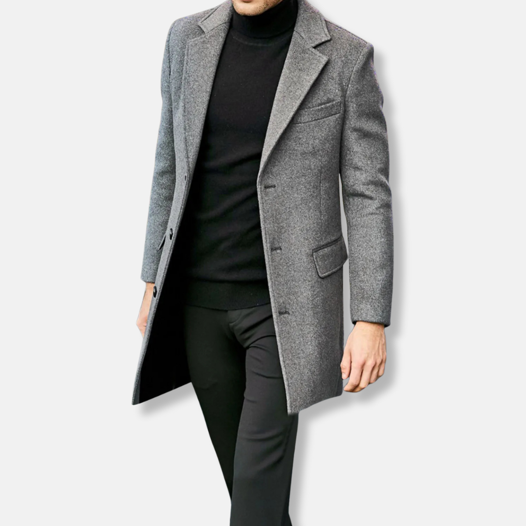 Jack Regular Fit Overcoat | Knee-Length Button Front Overcoat