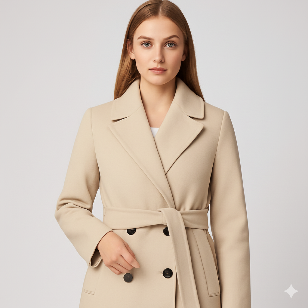 Coleen | Winter Coat - Double-Breasted Classic Outerwear with Waist Belt for Women