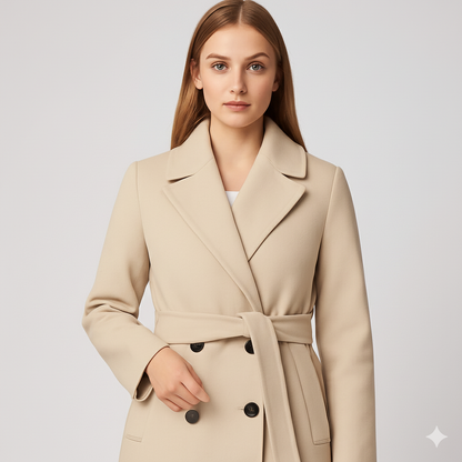 Coleen | Winter Coat - Double-Breasted Classic Outerwear with Waist Belt for Women