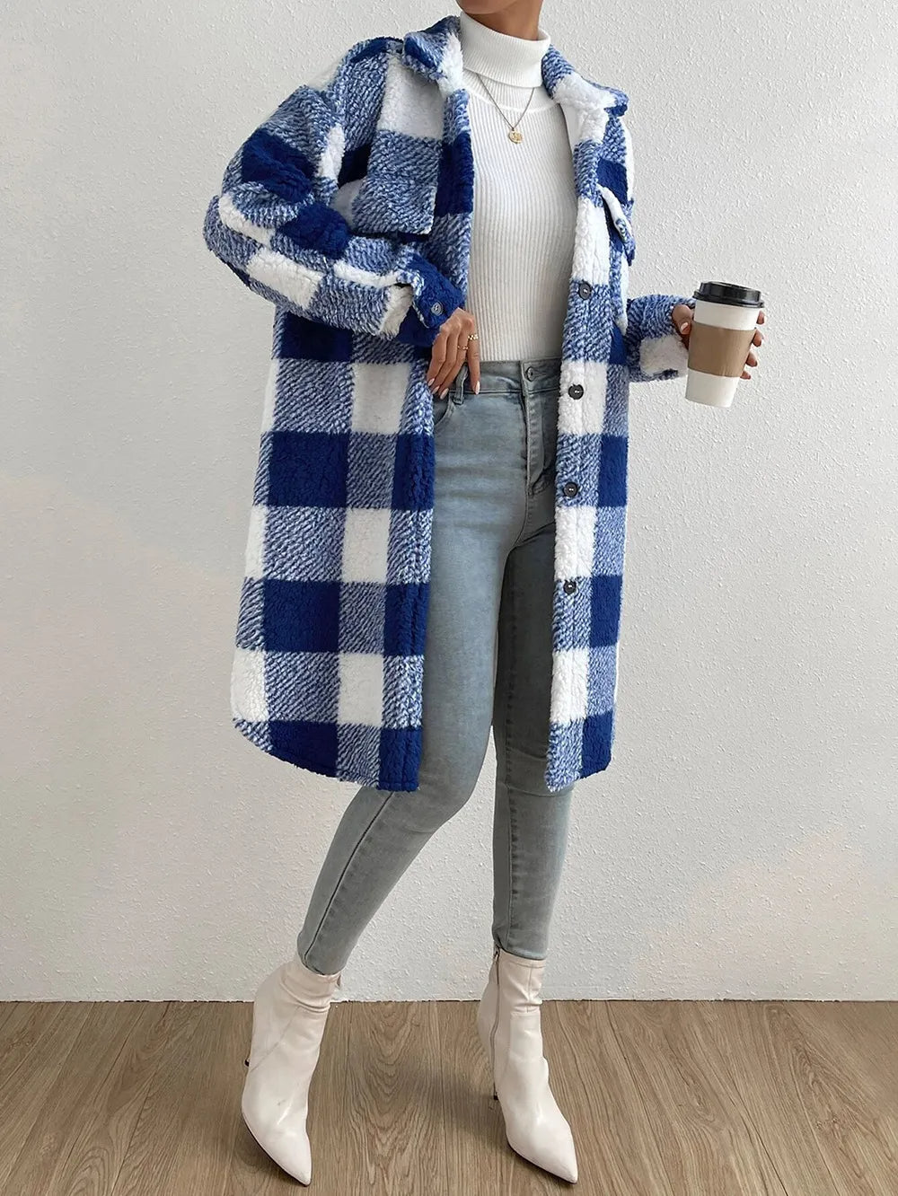 Donna | Ladies Large Fit Checked Winter Coat