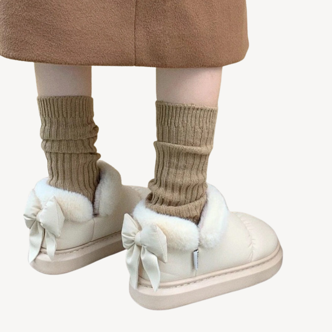 Orthopedic Faux Fur Bow Slippers