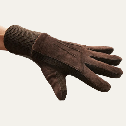 The Barolo Men’s Winter Fleece Lined Suede Gloves with Knit Cuffs
