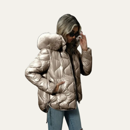 Women’s Metallic Quilted Puffer Jacket