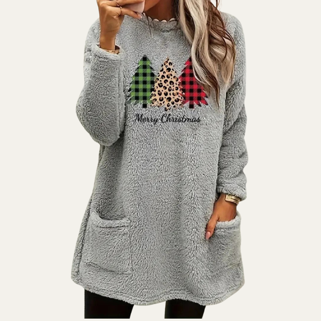 Women’s Fuzzy Christmas Tree Sherpa Lounge Top