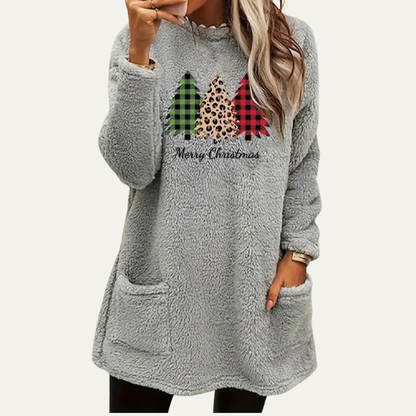 Women’s Fuzzy Christmas Tree Sherpa Lounge Top