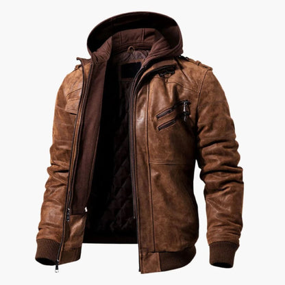 Men’s Hybrid Faux Leather Moto Bomber Jacket