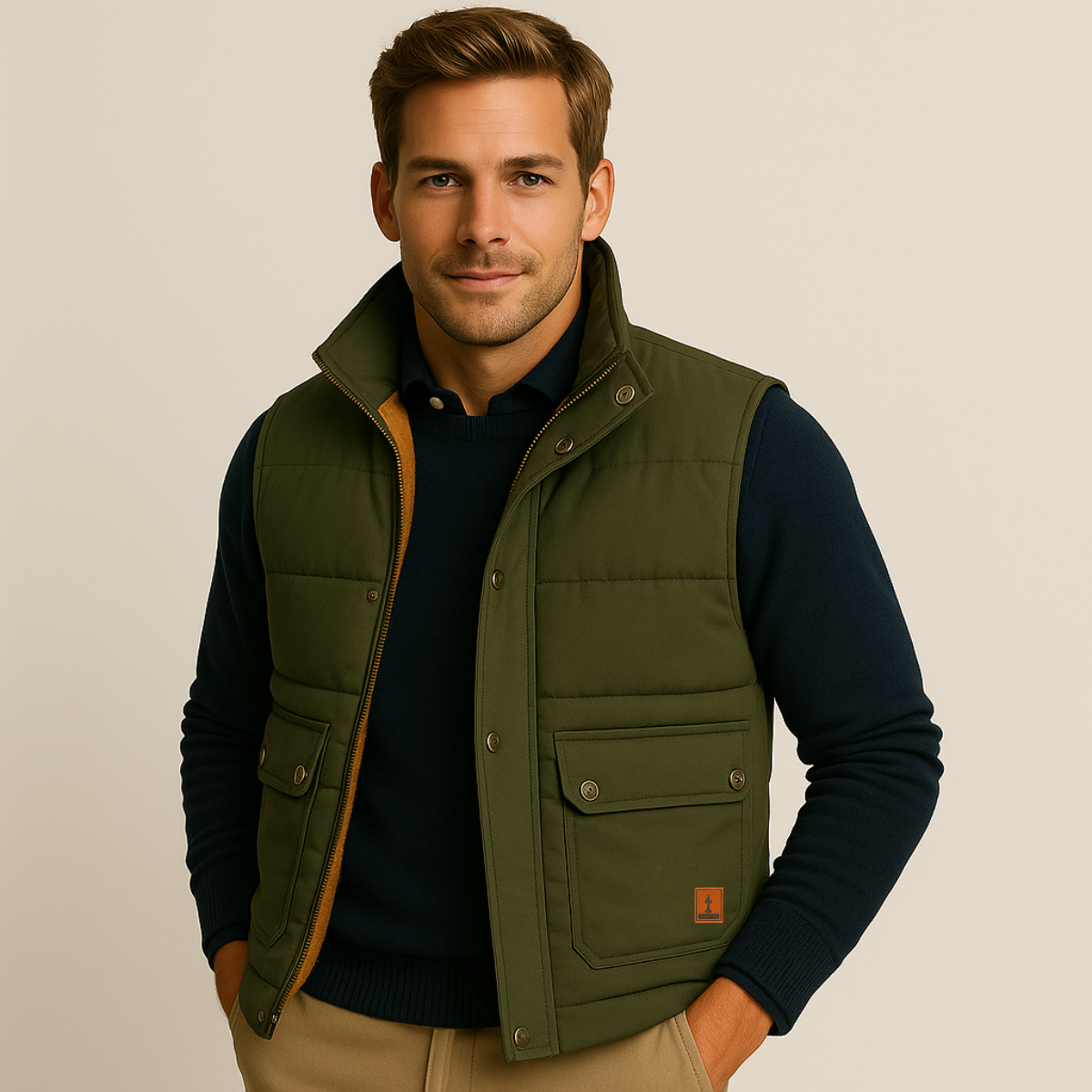 Men’s Quilted Stand Collar Puffer Vest