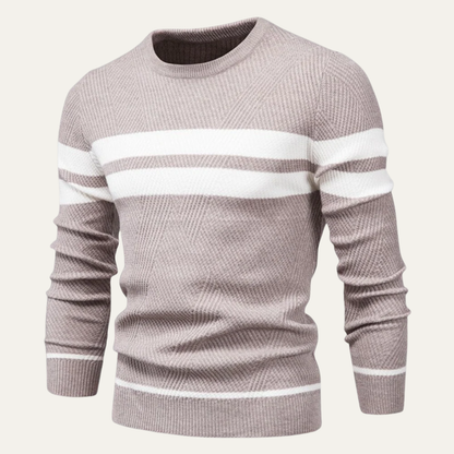 Men’s Double Stripe Textured Knit Sweater