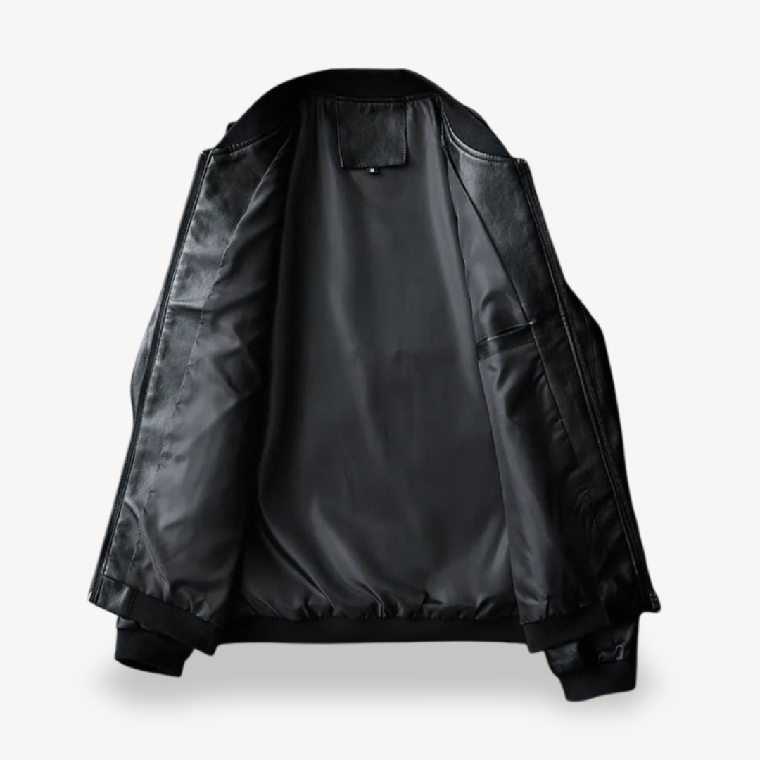 Men’s Faux Leather Bomber Jacket