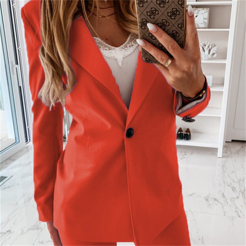 Classic Women's Single Button Wool Blazer