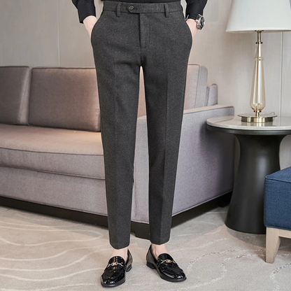 The Piacenza Men’s Slim Fit Smart Wool Blend Formal Trousers