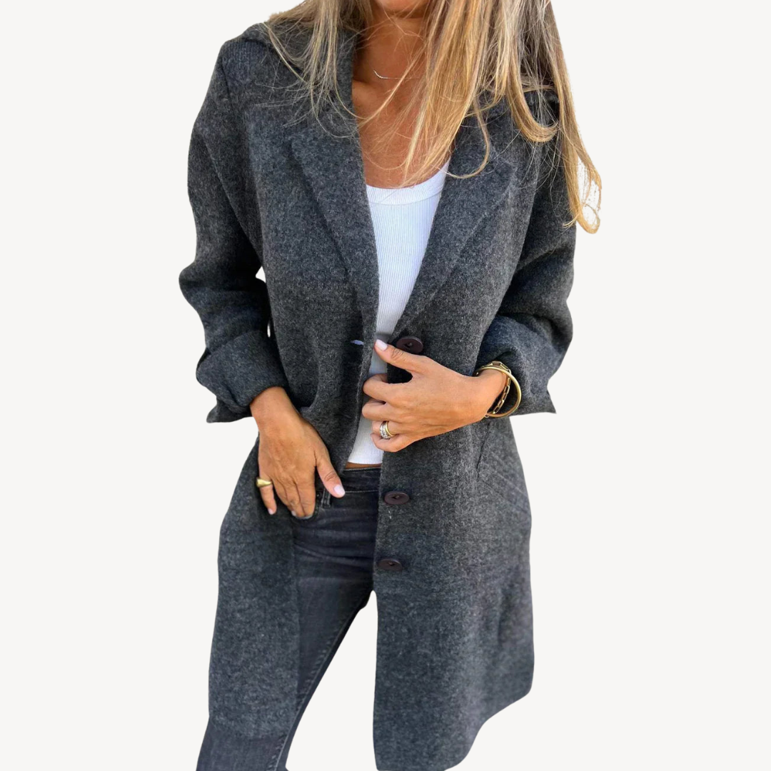 Women's Wool Blend Longline Button Front Coat