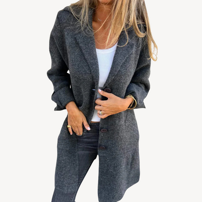 Women's Wool Blend Longline Button Front Coat
