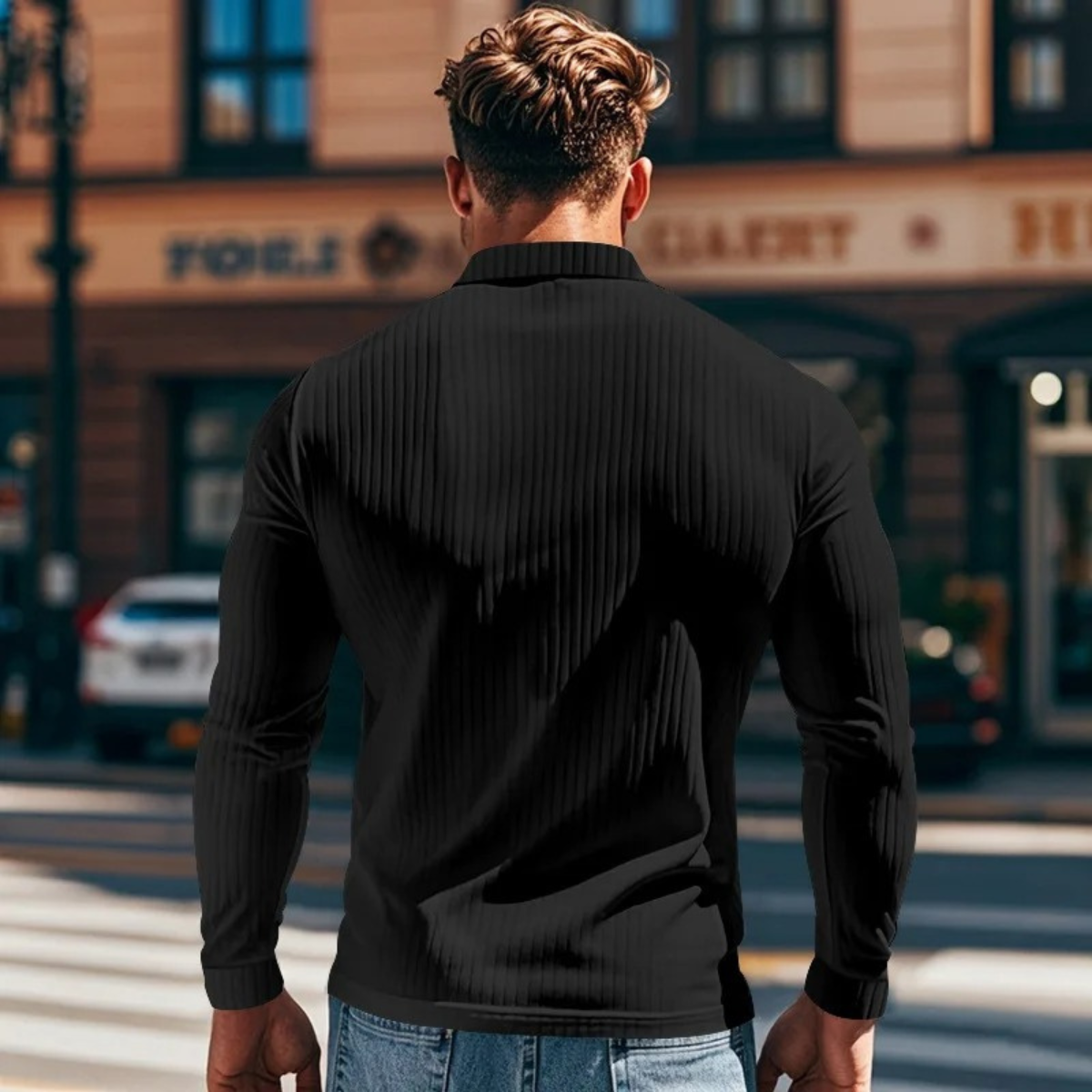 The Sorrento Men’s Ribbed Casual Button Neck Polo Shirt