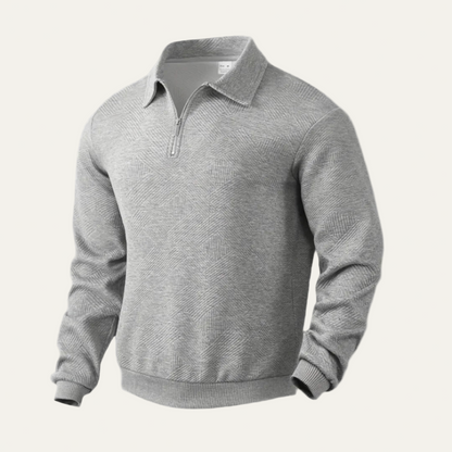 Men’s Textured Quarter Zip Polo Sweater