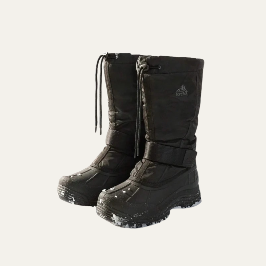 Men’s Tall Rugged Winter Snow Boots with Strap and Drawstring
