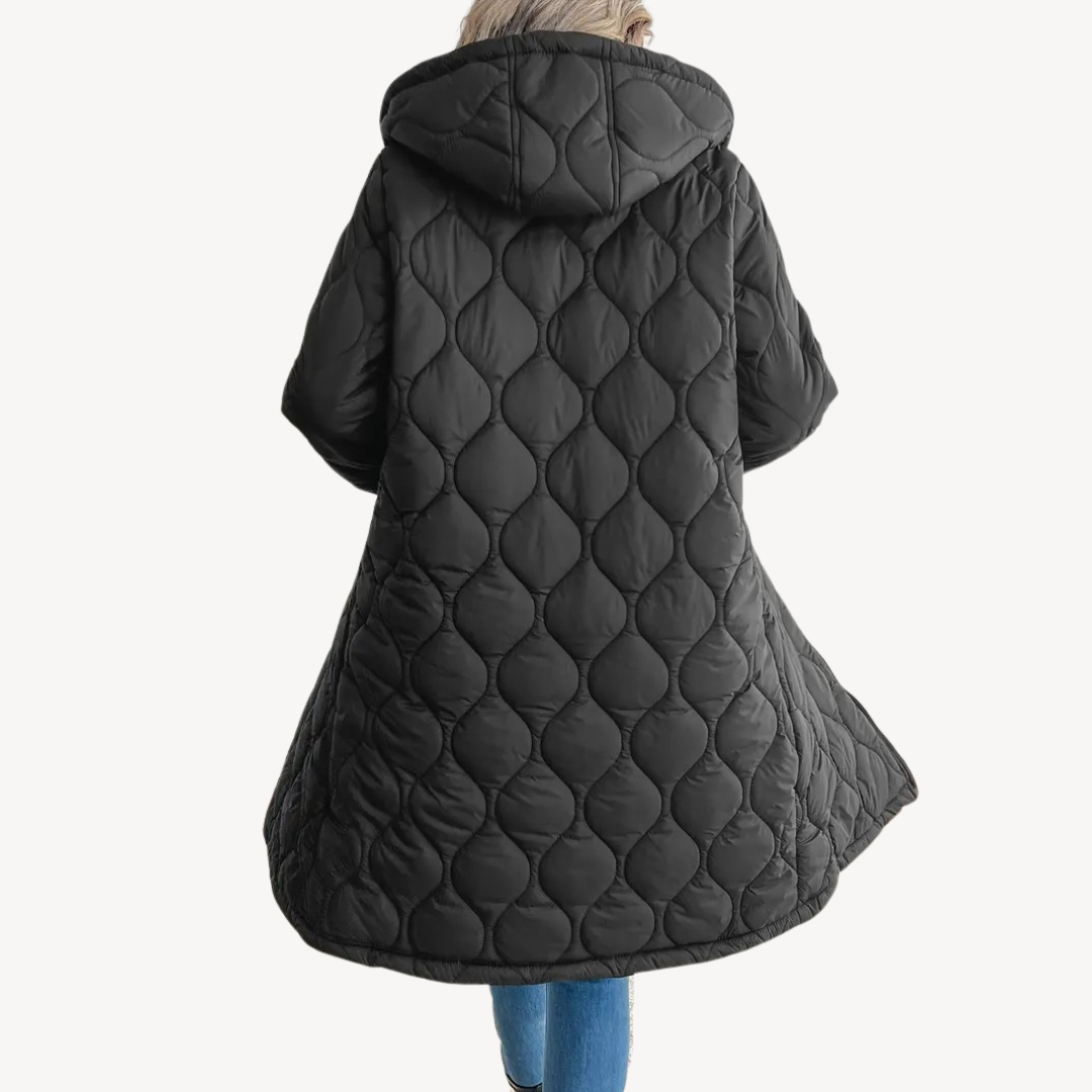 Women's Black Quilted Hooded Puffer Coat
