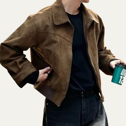 Men’s Cropped Full-Zip Trucker Jacket