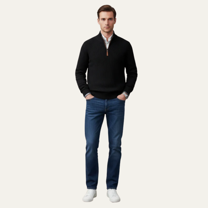 Men’s High Collar Quarter Zip Knit Sweater