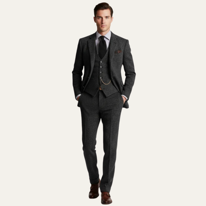 Men’s Textured Tweed Three Piece Suit