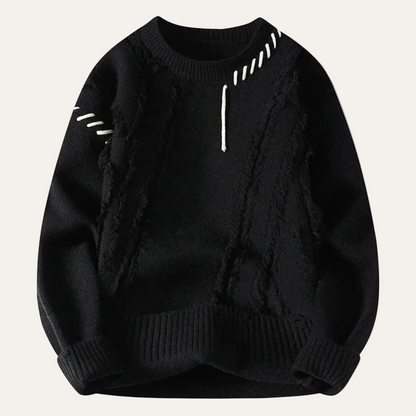 Men’s Distressed Fringe Knit Sweater